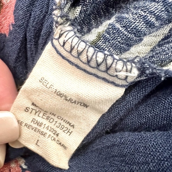 Navy Floral Romper/ Dress, 100% Rayon, Size Large - Picture 11 of 12